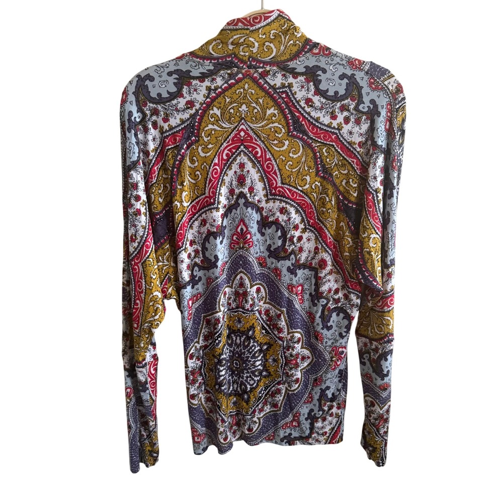 Free People Paisley Mock‎ Neck Dolman Sleeve Top Multicolor Boho Print Small